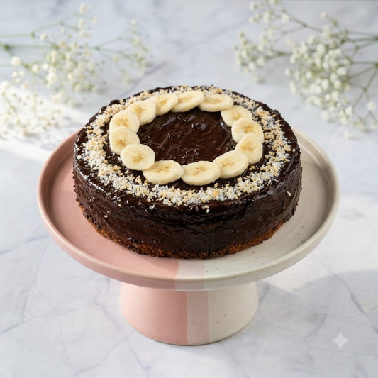 Vegan chocolate banana cake with chocolate ganache by KuKClean